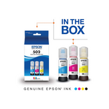 Epson T502 Multi-Color Ink Bottle 3-Pack: Cyan / Magenta / Yellow